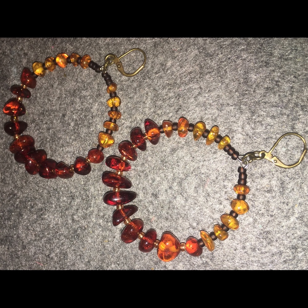 Beautiful genuine amber hoops by MyCatLilStudio